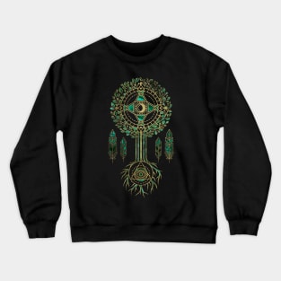 Mystical Alchemy Tree Ornament - Malachite and gold Crewneck Sweatshirt